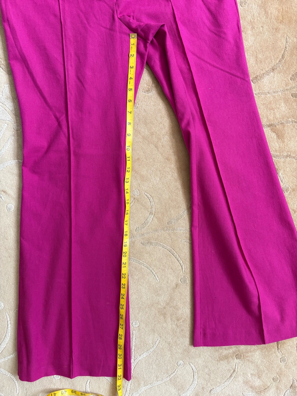 NWT LOFT Flare, Boot-Cut Pants, Pintuck Front, Cotton Linen, Pink, SZ 14, 32” IS - Picture 10 of 11